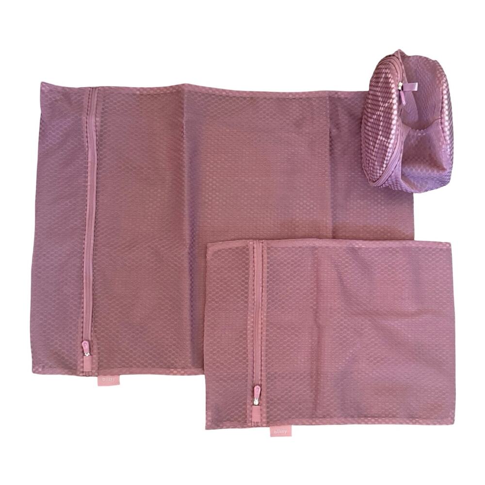 Blissy Mesh Laundry Wash Bag Set Plum Purple 3 Pack NEW Large Medium Cylindrical